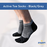 Steppy active toe socks in grey and black colour