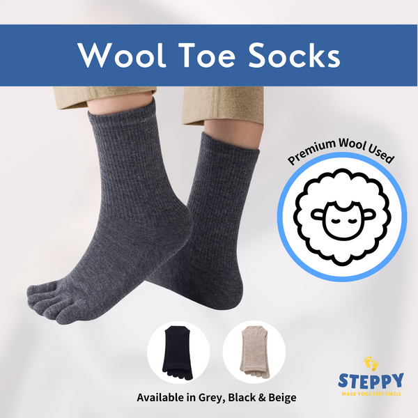 Steppy wool toe socks are using premium wool
