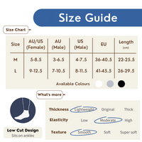Steppy everyday toe socks size chart