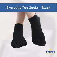 Steppy everyday toe socks in black colour