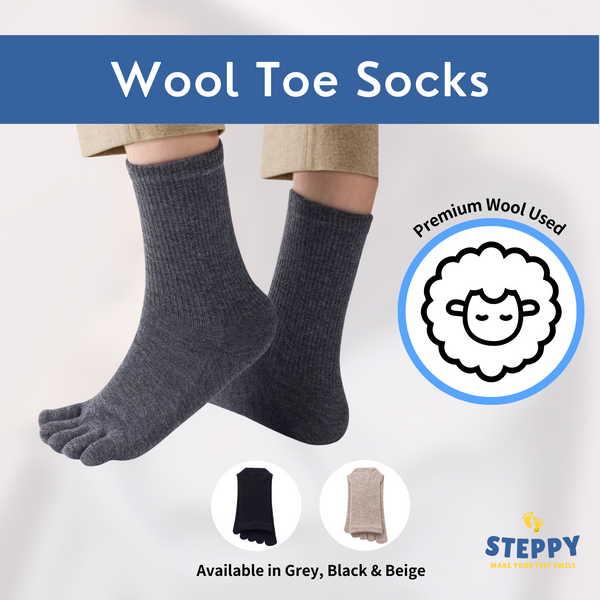 Steppy wool toe socks are using premium wool 