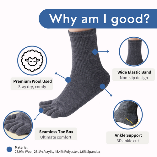 Steppy wool toe socks come with good features like premium wool used, no slip design and ankle support cut