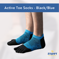 Steppy active toe socks in blue and black colour