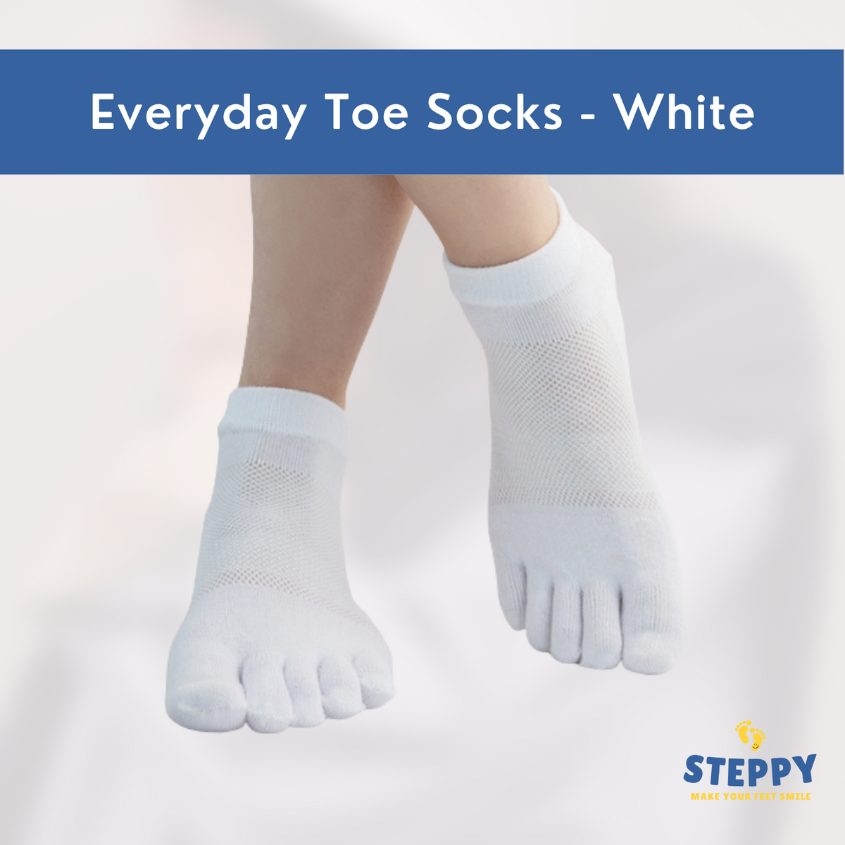 Steppy everyday toe socks in white colour