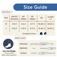 Steppy active toe socks size chart